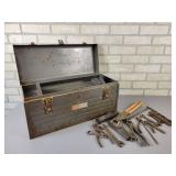 Vintage Steel CRAFTSMAN Toolbox and Antique Tools - NO SHIPPING