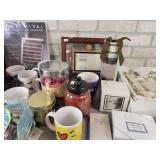 Large Lot of Mugs, frames and Décor - Most appear New - NO SHIPPING