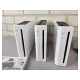 (3) Nintendo Wii Consoles (All Power on), Controllers and Games