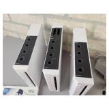 (3) Nintendo Wii Consoles (All Power on), Controllers and Games