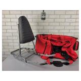 Vintage Motorcycle Backrest and Luggage Rack + Rolling Duffel Bag - NO SHIPPING