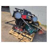 Pallet of Parts Lawnmowers and Weed Trimmer - NO SHIPPING