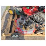 Pallet of Parts Lawnmowers and Weed Trimmer - NO SHIPPING