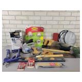 Lot of Assorted Hand Tools, Hickory Hatchet Handle, Stapler and More - NO SHIPPING