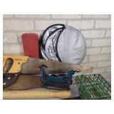 Lot of Assorted Hand Tools, Hickory Hatchet Handle, Stapler and More - NO SHIPPING