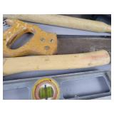 Lot of Assorted Hand Tools, Hickory Hatchet Handle, Stapler and More - NO SHIPPING