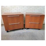 (2) Wood Lateral Rolling File Cabinets with Soft Close Drawers - Approx. 30" x 22" x 29" Tall Each - NO SHIPPING