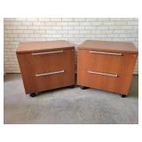 (2) Wood Lateral Rolling File Cabinets with Soft Close Drawers - Approx. 30" x 22" x 29" Tall Each - NO SHIPPING