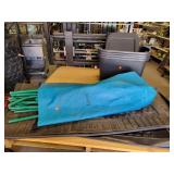 (4) Plastic 10 Gallon Totes with Lids, Metal Frame and Cargo Area Rubber Pad - NO SHIPPING