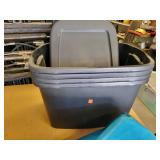 (4) Plastic 10 Gallon Totes with Lids, Metal Frame and Cargo Area Rubber Pad - NO SHIPPING