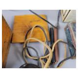 Vintage "Beede Electrical" DC Voltmeter with wood Case, Tin Champion Spark Plug Case, 110V Strobe Light (works) and More