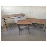 (3) Rod Iron and Wood Living Room Tables - NO SHIPPING