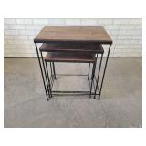 (3) Rod Iron and Wood Living Room Accent Tables - NO SHIPPING