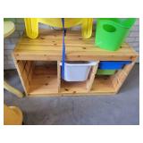 Wood Toy Storage Shelf with Bins (37" x 17" x 21" Tall), Snow Sleds, Side Table and More - NO SHIPPING
