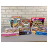 (7) Assorted Puzzles - Buffalo Puzzles, Galison and More + DVDs