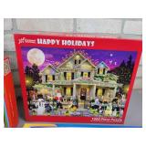 (7) Assorted Puzzles - Buffalo Puzzles, Galison and More + DVDs