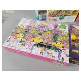 (7) Assorted Puzzles - Buffalo Puzzles, Galison and More + DVDs