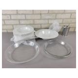 (8) Crate & Barrel "EPOCH" Bowl and (1) Serving Bowl, Pyrex Glass Pie Dish and More - NO SHIPPING