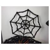 Lot of Halloween Décor - Mickey Mouse Vampire Blow Up Decoration & (18) Spiderweb Tinsel Decorations