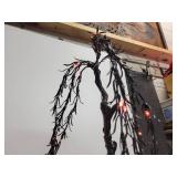 Lot of Halloween Décor - Lighted Happy Halloween Sign, Lighted Spooky Willow Tree, and (15) Spiderweb Tinsel Decorations