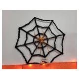 Lot of Halloween Décor - Lighted Happy Halloween Sign, Lighted Spooky Willow Tree, and (15) Spiderweb Tinsel Decorations