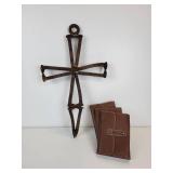 Holy Cross made of Railroad Spikes and Lot of (3) Indian Motorcycle Folios