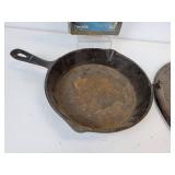 7" Cast Iron Il Molino Pan, Small Aluminum Wearever Pan, Smoker Box, and 12" Campfire Griddle