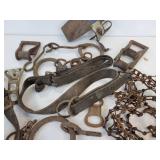 Lot of Horse Tack, Cast Iron Pieces and Parts, and More