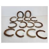 Lot of (14) Horseshoes - Many with Nails