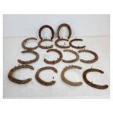 Lot of (14) Horseshoes - Many with Nails