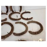 Lot of (14) Horseshoes - Many with Nails