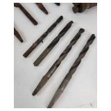 Jacques Seeds Tin Thermometer with Lot of Antique Tools - Drill Brace, Gimlets, Auger Bits, Adjustable Bit, and More