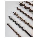 Jacques Seeds Tin Thermometer with Lot of Antique Tools - Drill Brace, Gimlets, Auger Bits, Adjustable Bit, and More