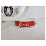 Lot of Vintage Coors Light Pieces - Plastic Tray and Pair of Ceramic Ash Trays