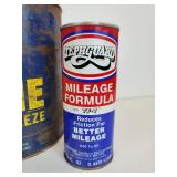 Lot of Gas & Oil Tins - Zerex, Zerone, Tephguard, Zecol, and Marvel Mystery Oil