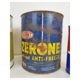 Lot of Gas & Oil Tins - Zerex, Zerone, Tephguard, Zecol, and Marvel Mystery Oil