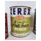 Lot of Gas & Oil Tins - Zerex, Zerone, Tephguard, Zecol, and Marvel Mystery Oil