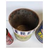 Lot of Gas & Oil Tins - Zerex, Zerone, Tephguard, Zecol, and Marvel Mystery Oil