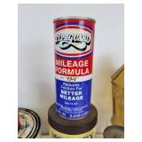 Lot of Gas & Oil Tins - Mobil, Super Service Lubricant, Tephguard, Tube Repair Kits, Zecol, and Glass Light Shade