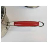 Lot of (3) Vintage Kitchen Items - Foley Food Mill, Hodges Flour Sifter, and 7" "Cold Handle" Frying Pan