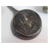 Lot of (3) Vintage Kitchen Items - Foley Food Mill, Hodges Flour Sifter, and 7" "Cold Handle" Frying Pan