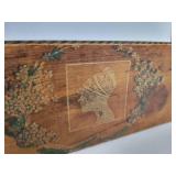 Pair of Vintage Pyrography Wood Boxes for Gloves, Scarves, Stockings, and More