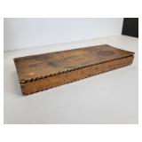 Pair of Vintage Pyrography Wood Boxes for Gloves, Scarves, Stockings, and More