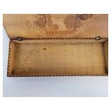 Pair of Vintage Pyrography Wood Boxes for Gloves, Scarves, Stockings, and More