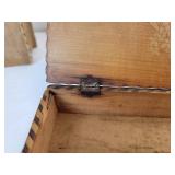 Pair of Vintage Pyrography Wood Boxes for Gloves, Scarves, Stockings, and More