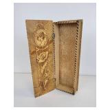Pair of Vintage Pyrography Wood Boxes for Gloves, Scarves, Stockings, and More