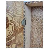 Pair of Vintage Pyrography Wood Boxes for Gloves, Scarves, Stockings, and More