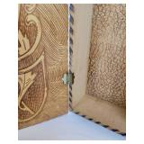 Pair of Vintage Pyrography Wood Boxes for Gloves, Scarves, Stockings, and More