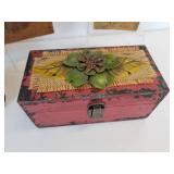 Pair of Vintage Pyrography Wood Boxes for Gloves, Scarves, Stockings, and More