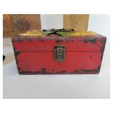 Pair of Vintage Pyrography Wood Boxes for Gloves, Scarves, Stockings, and More